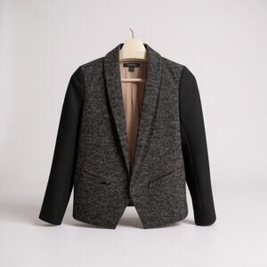 Ann Taylor Women’s Petite Wool Cropped Fitted Blazer Gray 0P Business Casual